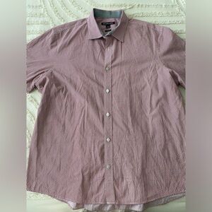 Michael Kors Men's Burgundy Patterned Button Down Shirt
